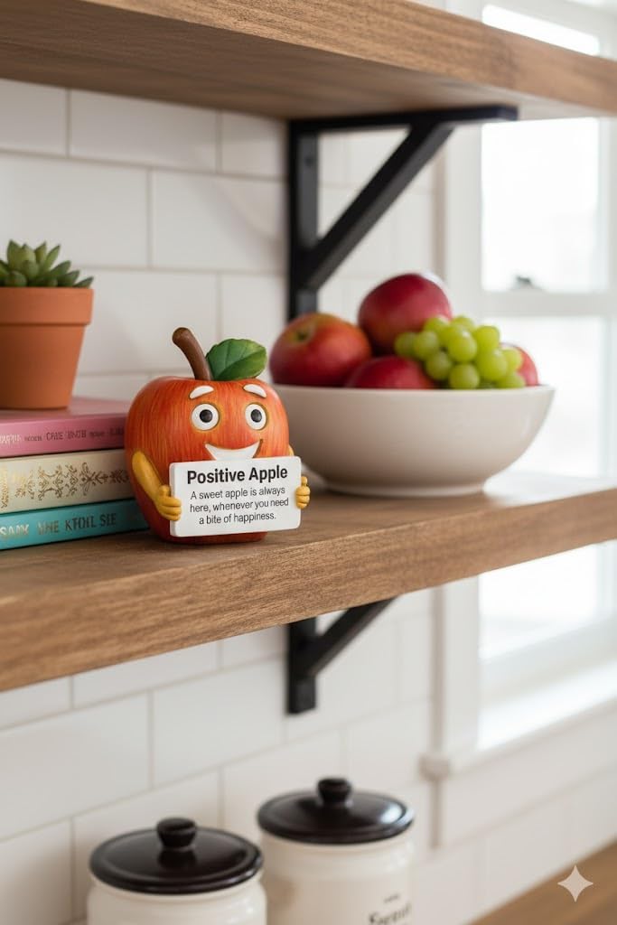 iStatue Positive Apple Figurine | Bite of Happiness Desk Decor & Office Inspiration | 3.5 in Resin Stress Relief Gift for Coworker, Teacher, Friend (Apple)