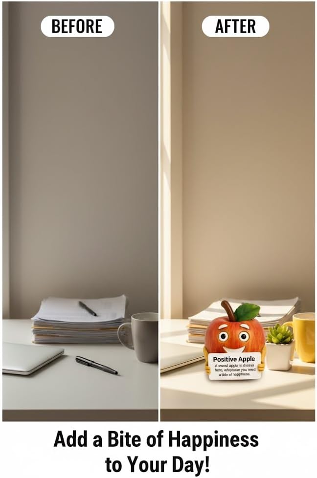 iStatue Positive Apple Figurine | Bite of Happiness Desk Decor & Office Inspiration | 3.5 in Resin Stress Relief Gift for Coworker, Teacher, Friend (Apple)