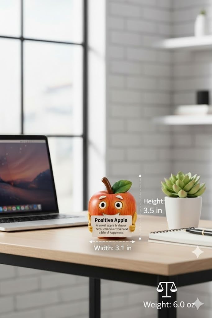 iStatue Positive Apple Figurine | Bite of Happiness Desk Decor & Office Inspiration | 3.5 in Resin Stress Relief Gift for Coworker, Teacher, Friend (Apple)