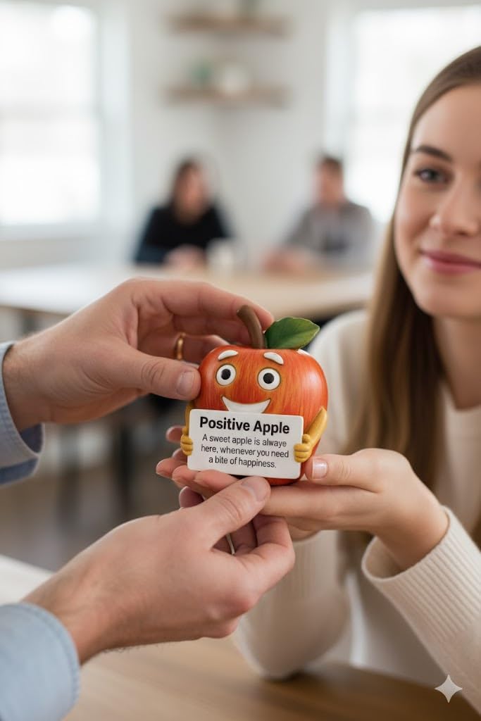 iStatue Positive Apple Figurine | Bite of Happiness Desk Decor & Office Inspiration | 3.5 in Resin Stress Relief Gift for Coworker, Teacher, Friend (Apple)