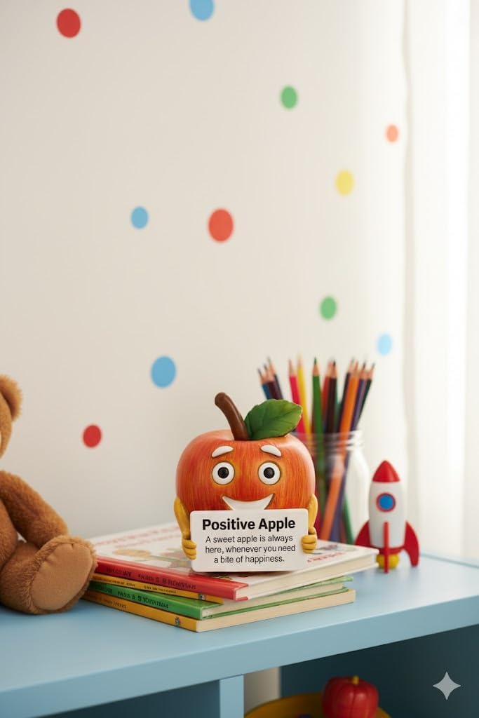 iStatue Positive Apple Figurine | Bite of Happiness Desk Decor & Office Inspiration | 3.5 in Resin Stress Relief Gift for Coworker, Teacher, Friend (Apple)