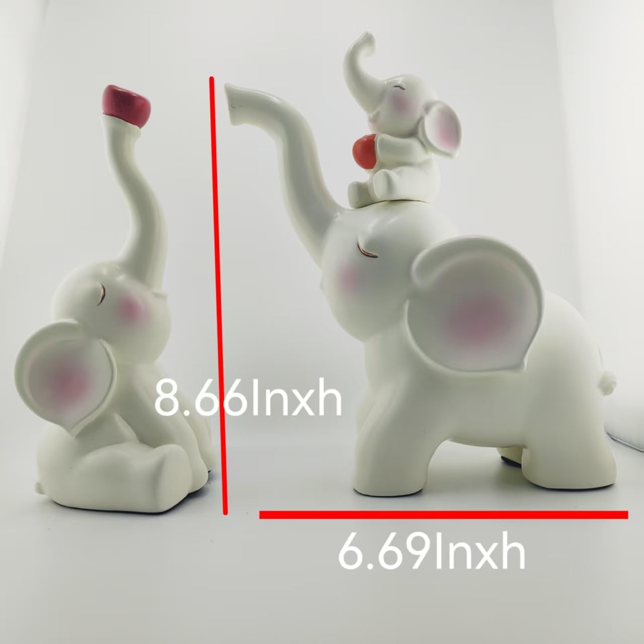 Resin Stacking Elephant Doll Set, White with Pink Decoration, Home Decorations