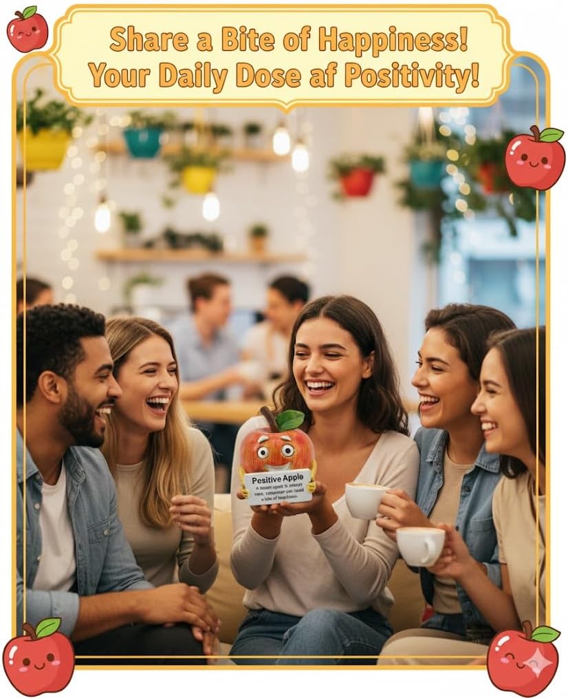 iStatue Positive Apple Figurine | Bite of Happiness Desk Decor & Office Inspiration | 3.5 in Resin Stress Relief Gift for Coworker, Teacher, Friend (Apple)