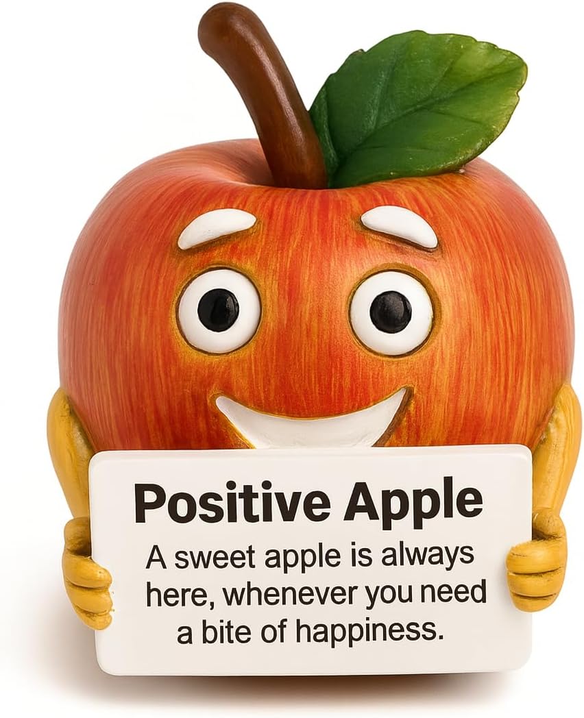 iStatue Positive Apple Figurine | Bite of Happiness Desk Decor & Office Inspiration | 3.5 in Resin Stress Relief Gift for Coworker, Teacher, Friend (Apple)