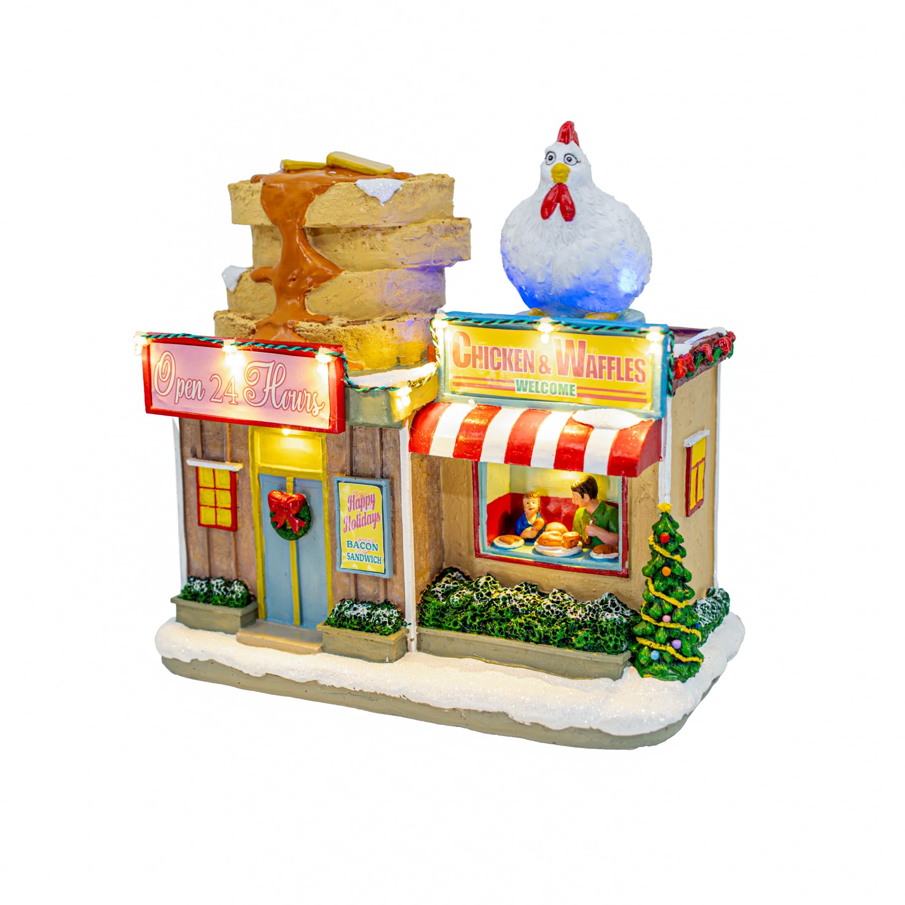 Animated Christmas Village Powder Ridge Resort | Christmas House Collection Accessories Figurines for Christmas Decorations and Gift | Motion & Sound Multicolor LED Lights 14" x 9" x 11"