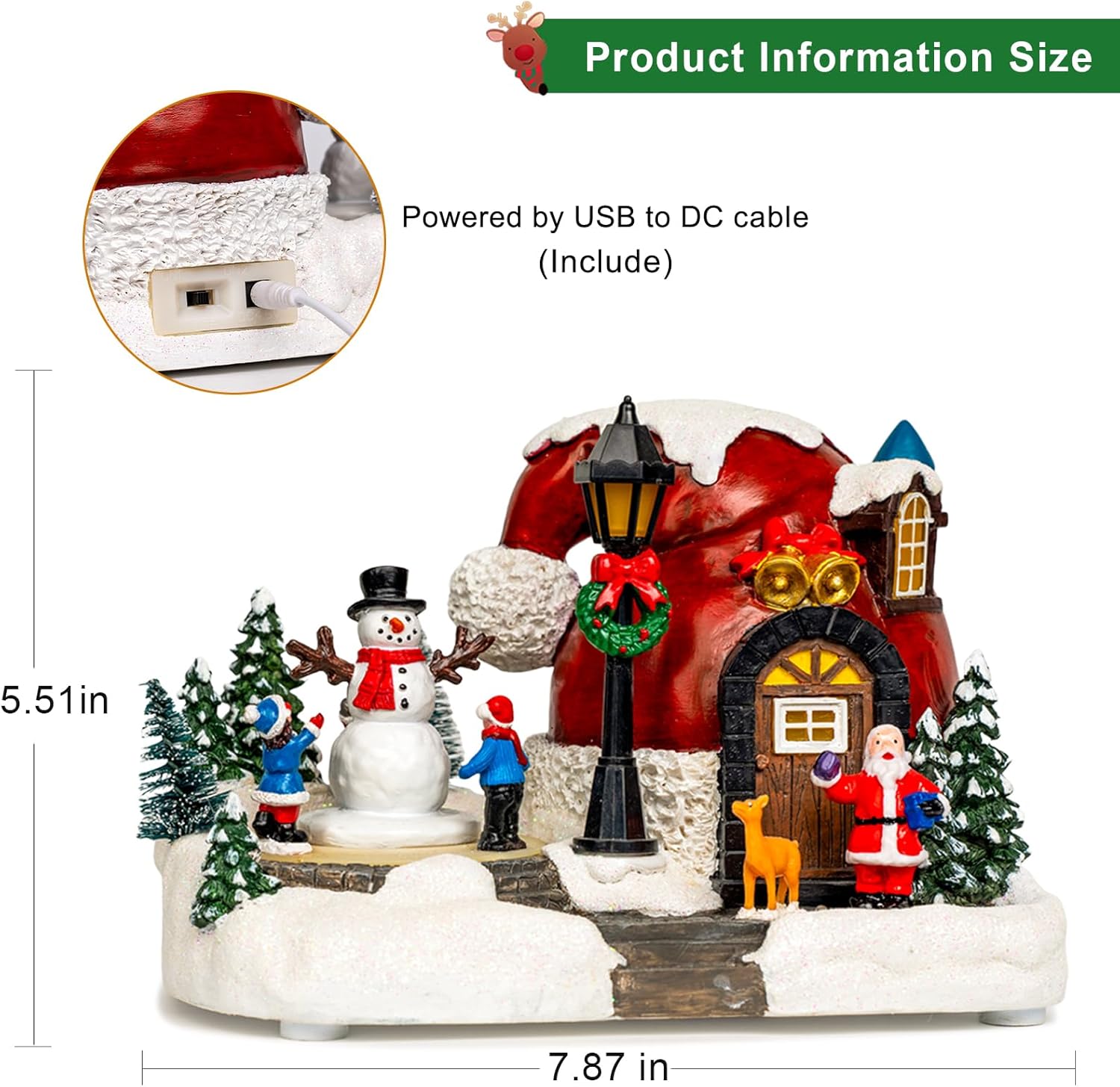 Animated Collection Figurines Musical Christmas Snowman, Santa Claus Village Houses Lighted Christmas Collection Figurines for Home Tabletop Decorations Ornaments Gifts