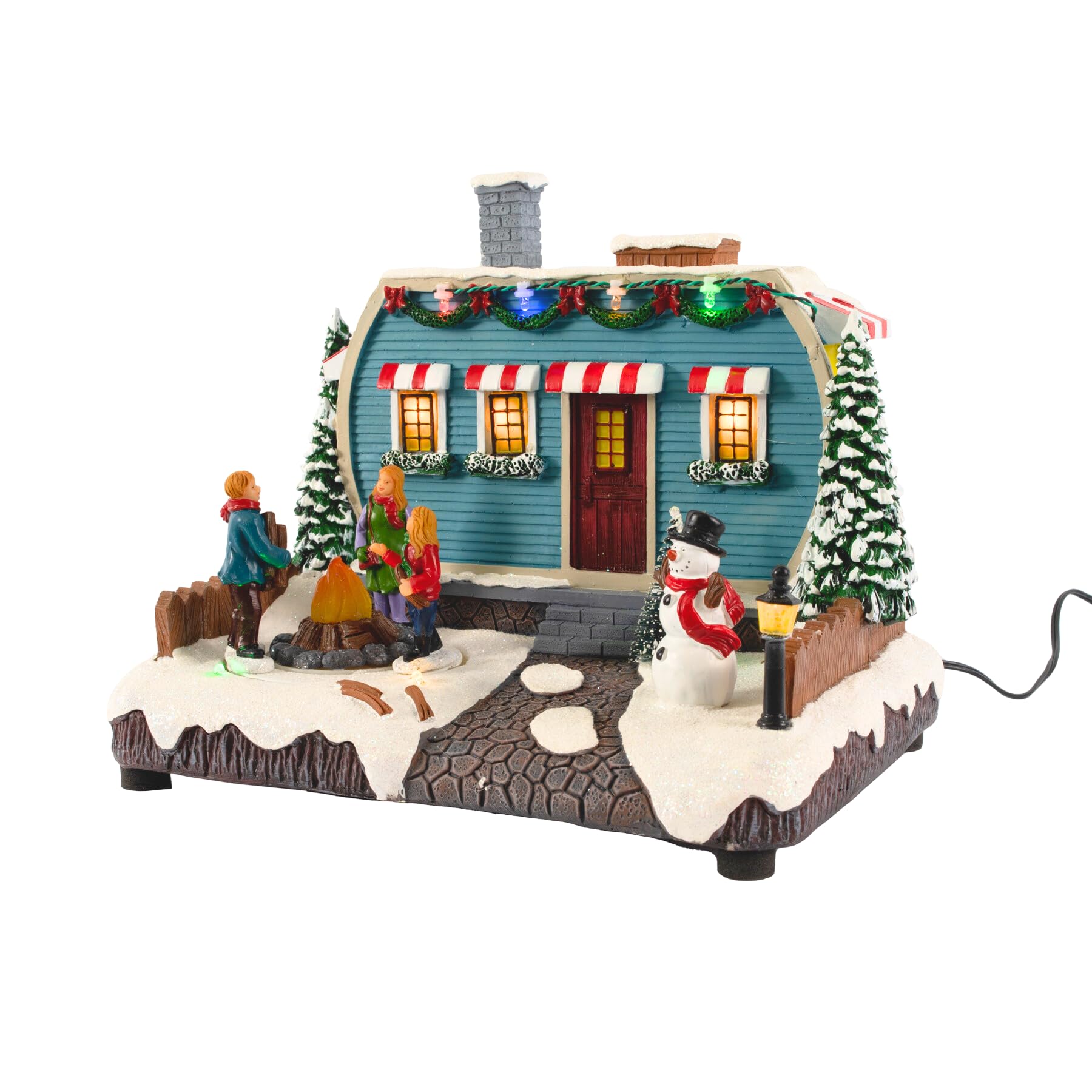Animated Christmas Village Powder Ridge Resort | Christmas House Collection Accessories Figurines for Christmas Decorations and Gift | Motion & Sound Multicolor LED Lights 14" x 9" x 11"