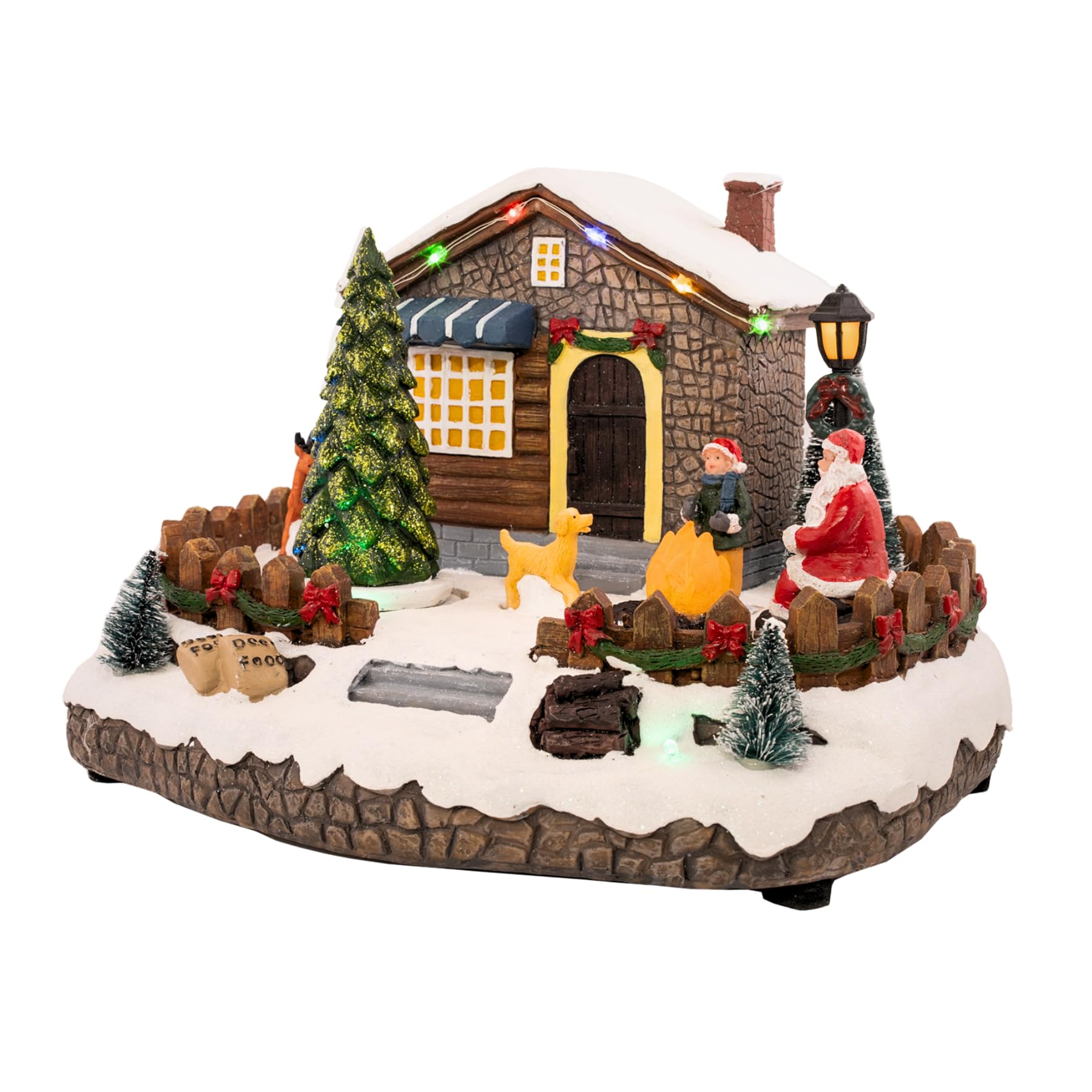 Animated Christmas Village Powder Ridge Resort | Christmas House Collection Accessories Figurines for Christmas Decorations and Gift | Motion & Sound Multicolor LED Lights 14" x 9" x 11"