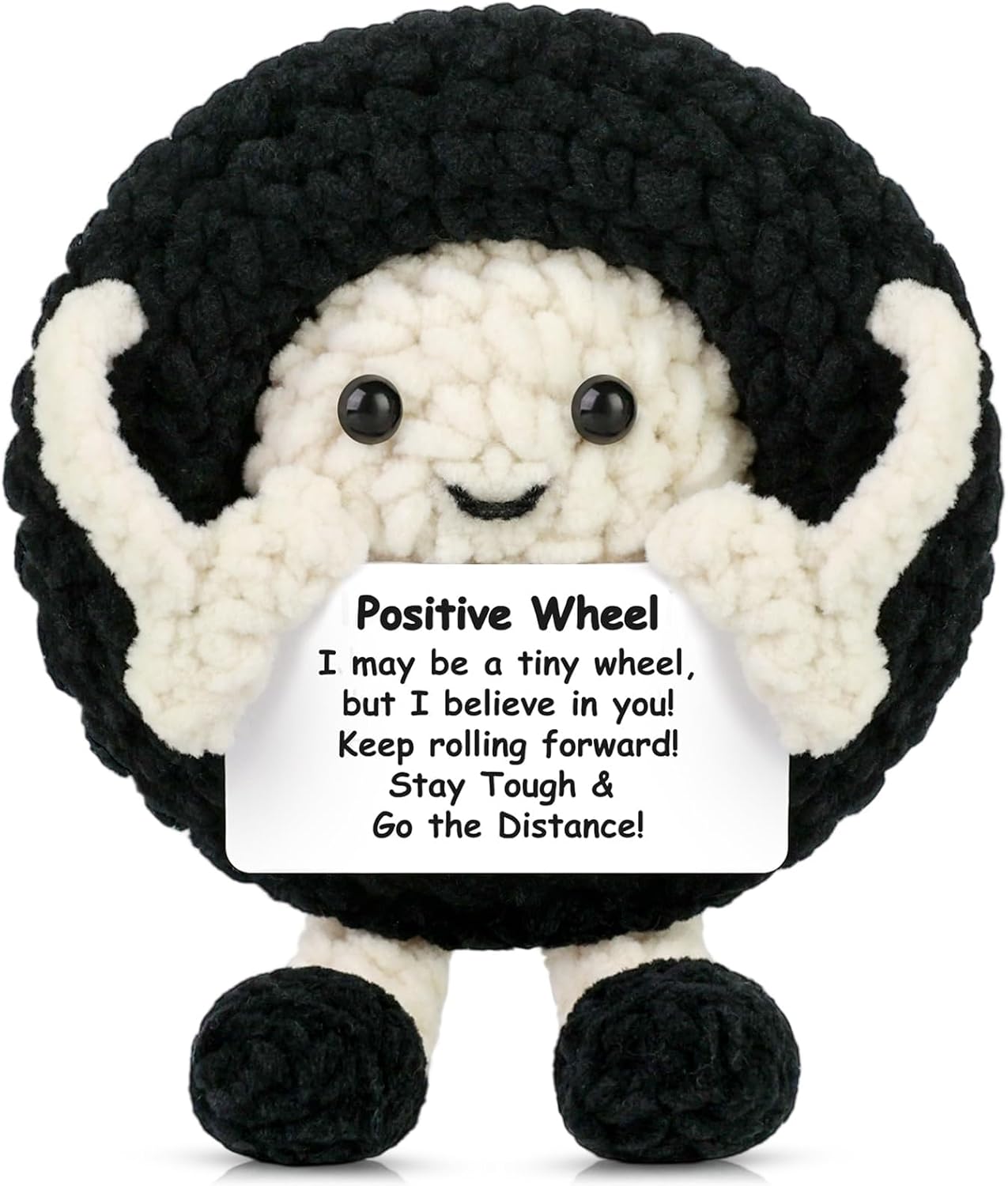 Positive Crochet Wheel Gift Emotional Support Crochet Wheel with Positive Card for Women Coworker Friend Inspirational Handmade Thanksgiving Christmas Birthday Gifts for Office Home Desk Decor