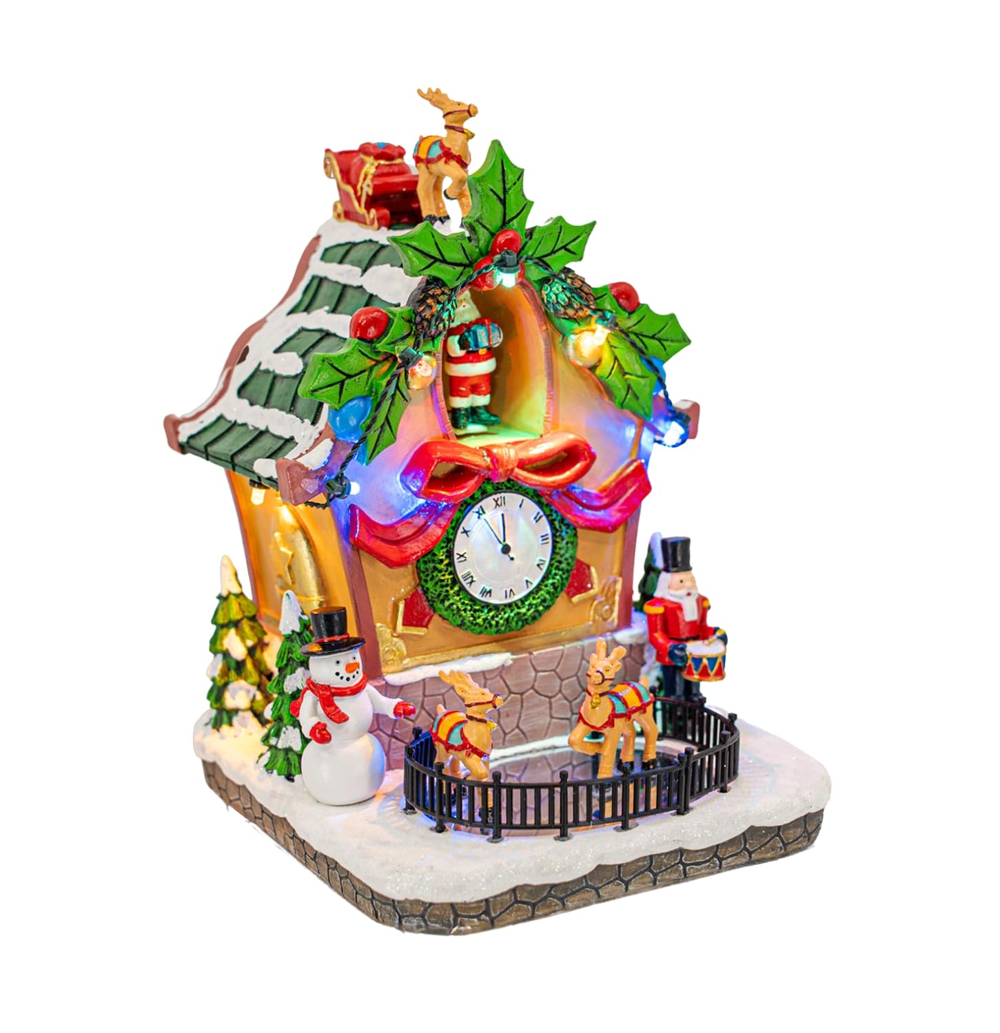Animated Christmas Village Powder Ridge Resort | Christmas House Collection Accessories Figurines for Christmas Decorations and Gift | Motion & Sound Multicolor LED Lights 14" x 9" x 11"