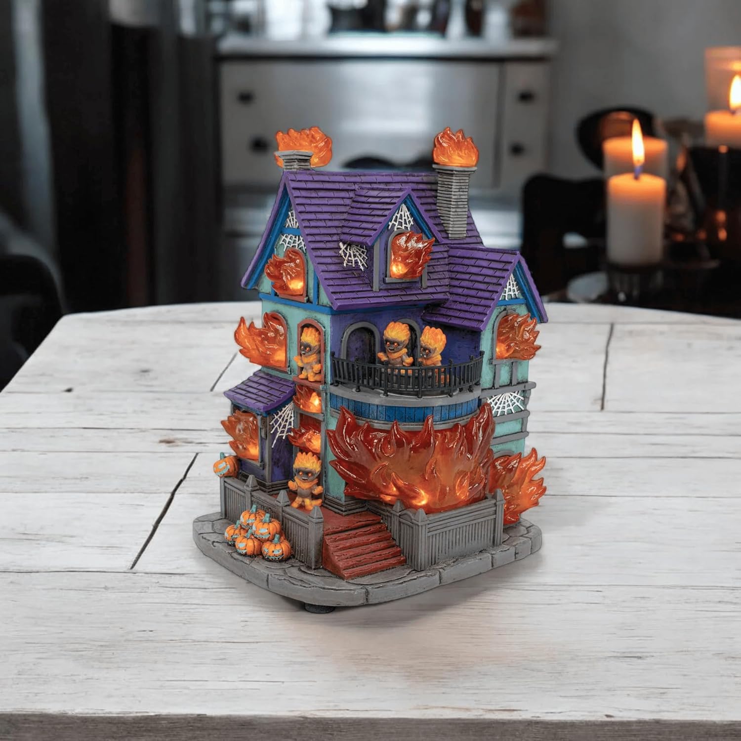 Fire Demon Frenzy Animated Halloween Village Multi Color LED Lights and Sound