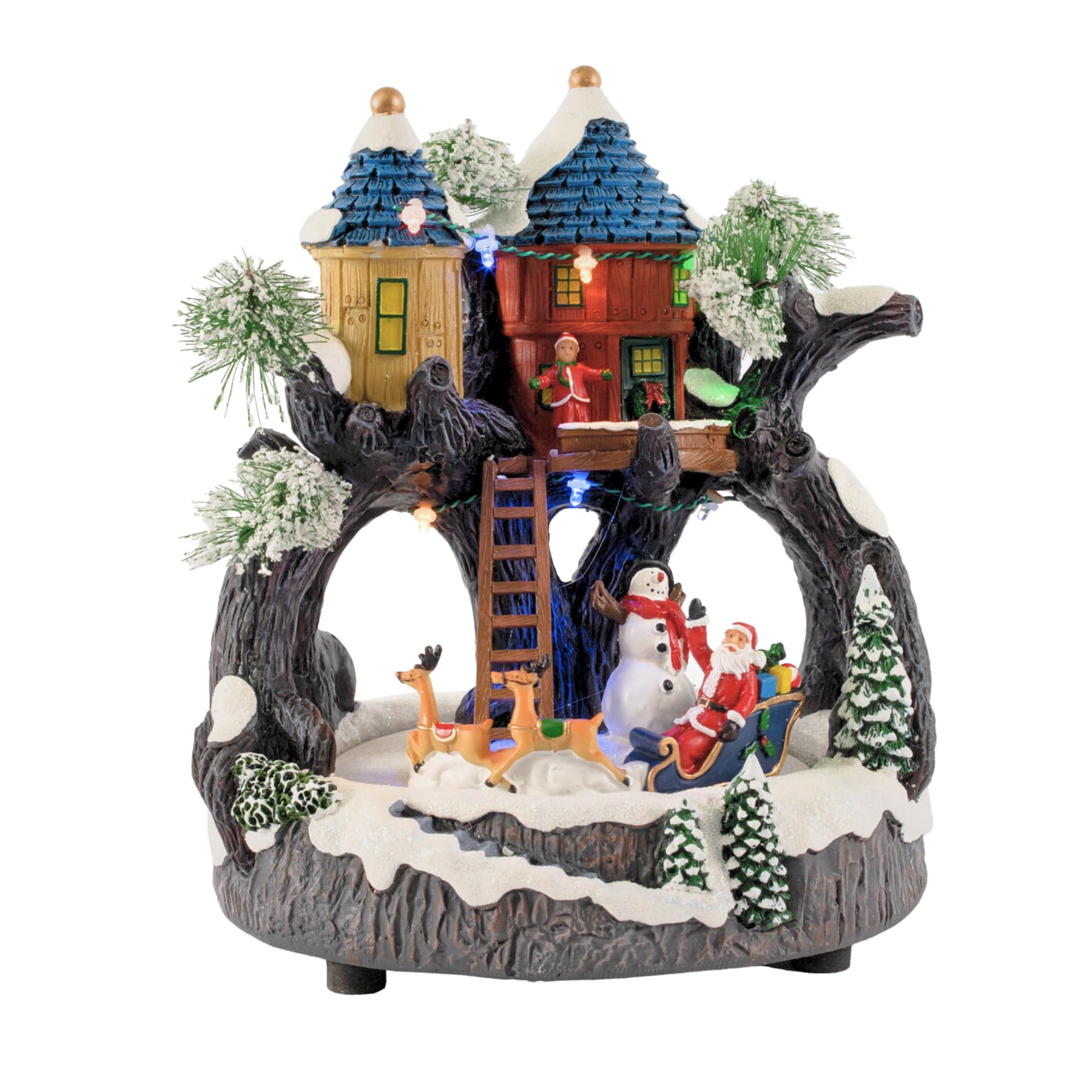 Animated Christmas Village Powder Ridge Resort | Christmas House Collection Accessories Figurines for Christmas Decorations and Gift | Motion & Sound Multicolor LED Lights 14" x 9" x 11"